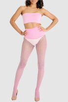 Sherbet Pink herringbone fishnet tights