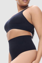 Black seamless bralette with adjustable straps and 3D knit cups