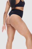 Black high-waisted seamless thong with shaping features