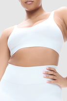 Cloud white seamless bralette with 3D knit cups.