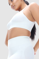 Cloud white seamless bralette with 3D knit cups.