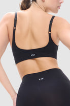 Black seamless bralette with adjustable straps and 3D knit cups