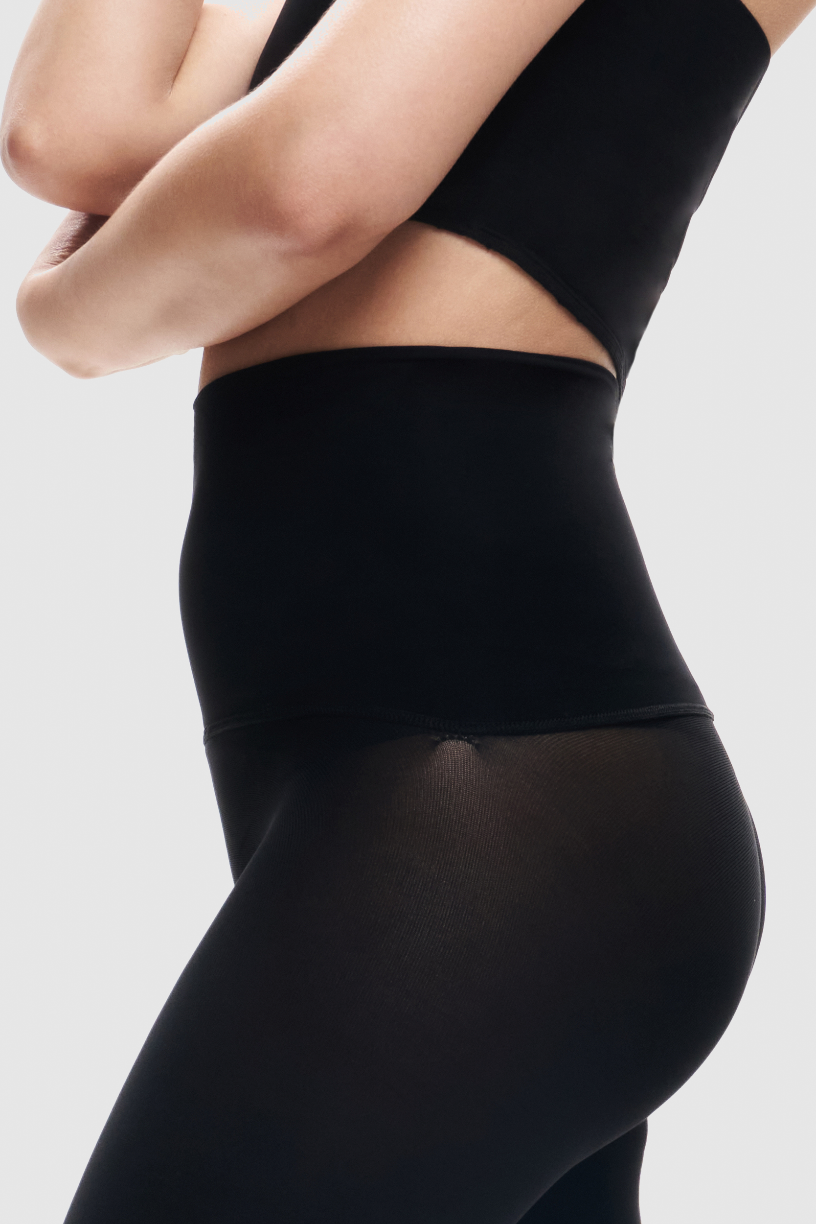 Black footless tights, opaque and warm