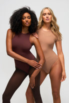 Racerback Bodysuit, coffee brown, double-layered fabric