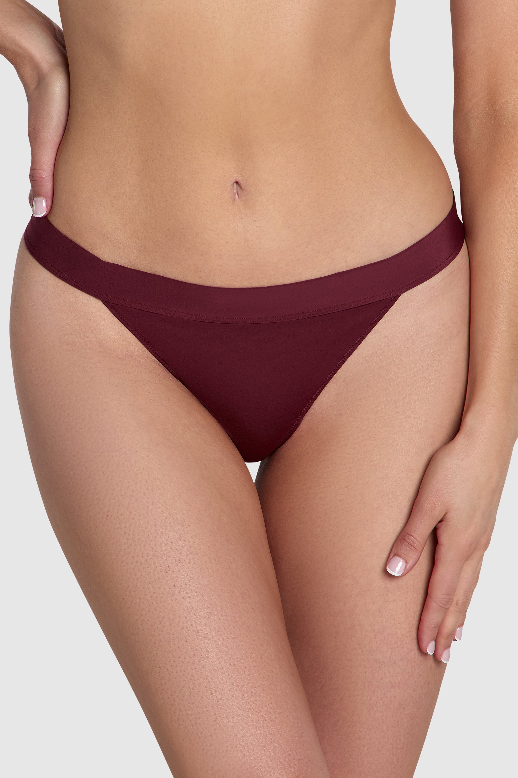 Bridget Microfibre Lace Tanga Thong Dark Cherry