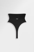 Black high-waisted seamless thong with shaping features