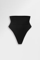 Black high-waisted seamless thong with shaping features