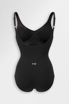 Black seamless body, strong compression and bust support.