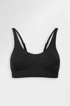 Black seamless bralette with adjustable straps and 3D knit cups