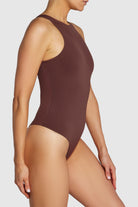 Racerback Bodysuit, coffee brown, double-layered fabric
