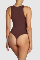 Racerback Bodysuit, coffee brown, double-layered fabric
