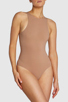 Racerback Bodysuit, double-layered, smooths and enhances silhouette