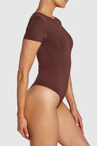 Coffee brown T-Shirt Bodysuit on a model