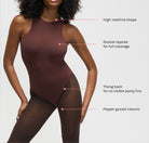 Racerback Bodysuit, coffee brown, double-layered fabric