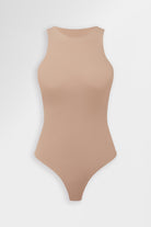 Racerback Bodysuit, double-layered, smooths and enhances silhouette