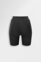 Black sculpting cycling shorts with perforated design