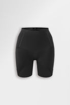 Black sculpting cycling shorts with perforated design
