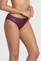 Sheer brief underwear, high coverage silhouette