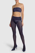 Opaque 60 denier tights in midnight navy blue.