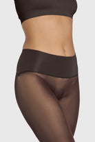 Opaque 60 denier tights in chocolate torte brown.