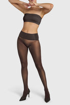 Opaque 60 denier tights in chocolate torte brown.