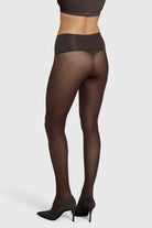 Opaque 60 denier tights in chocolate torte brown.