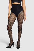 Peacock Lace tights with feather patterns