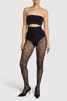 Peacock Lace tights with feather patterns