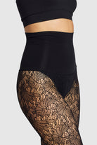 Peacock Lace tights with feather patterns
