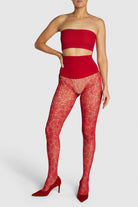 Peacock Lace tights with feather patterns