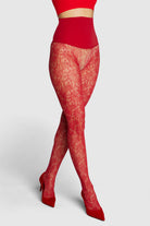 Peacock Lace tights with feather patterns