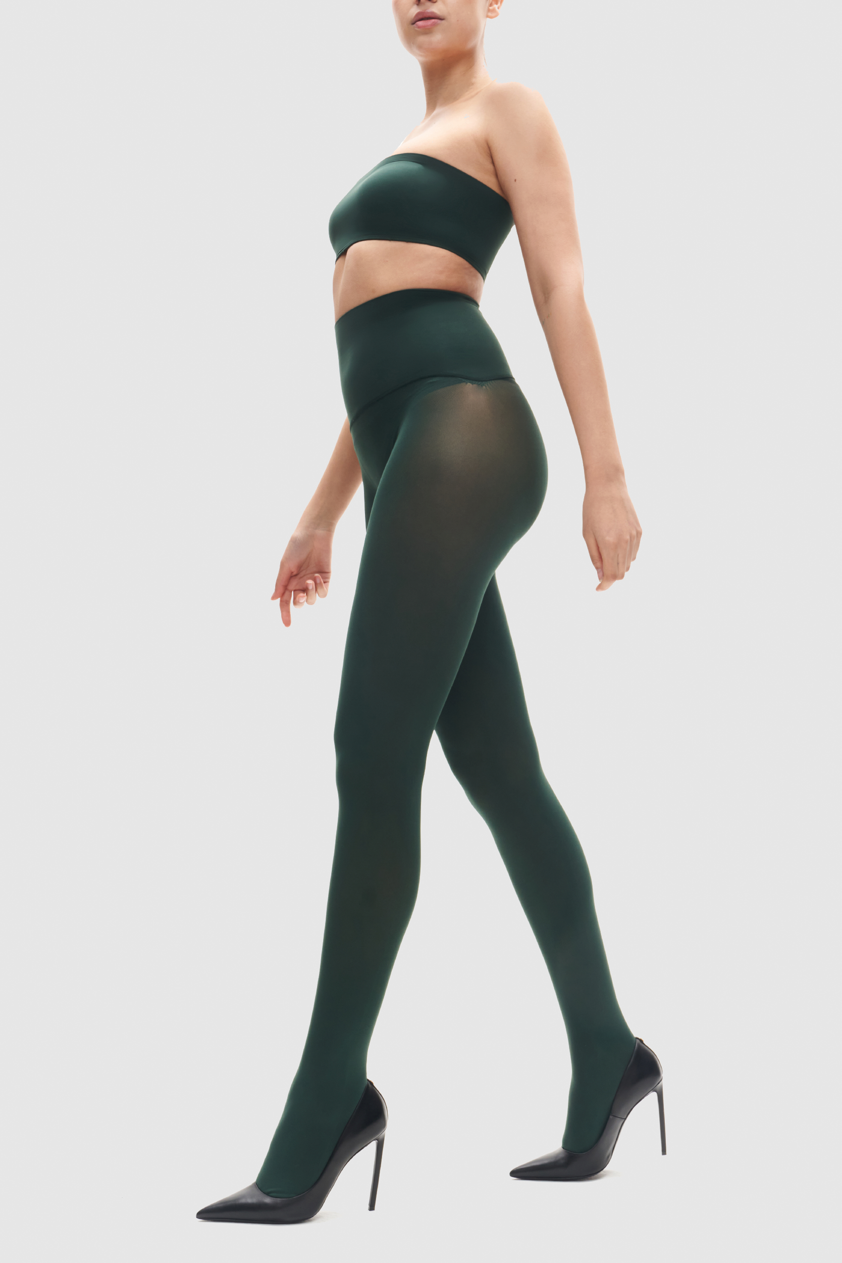 The Eighty Opaque Tights Forest Green By Heist Studios