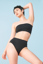 Soft black strapless bandeau bra